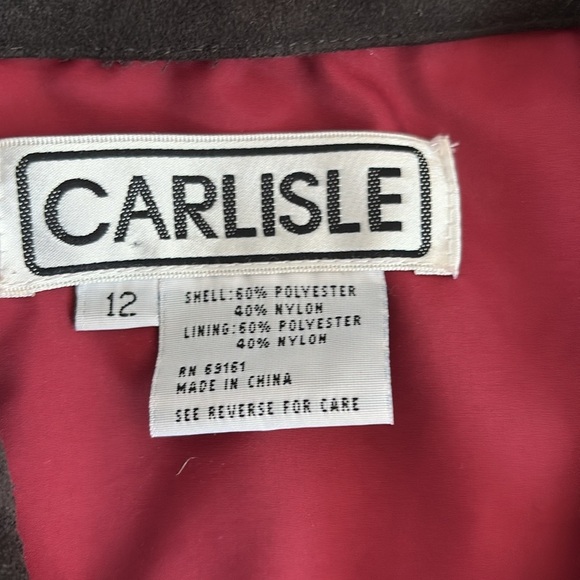 Vintage Carlisle maroon quilted barn jacket removable brown collar pockets - Picture 13 of 16
